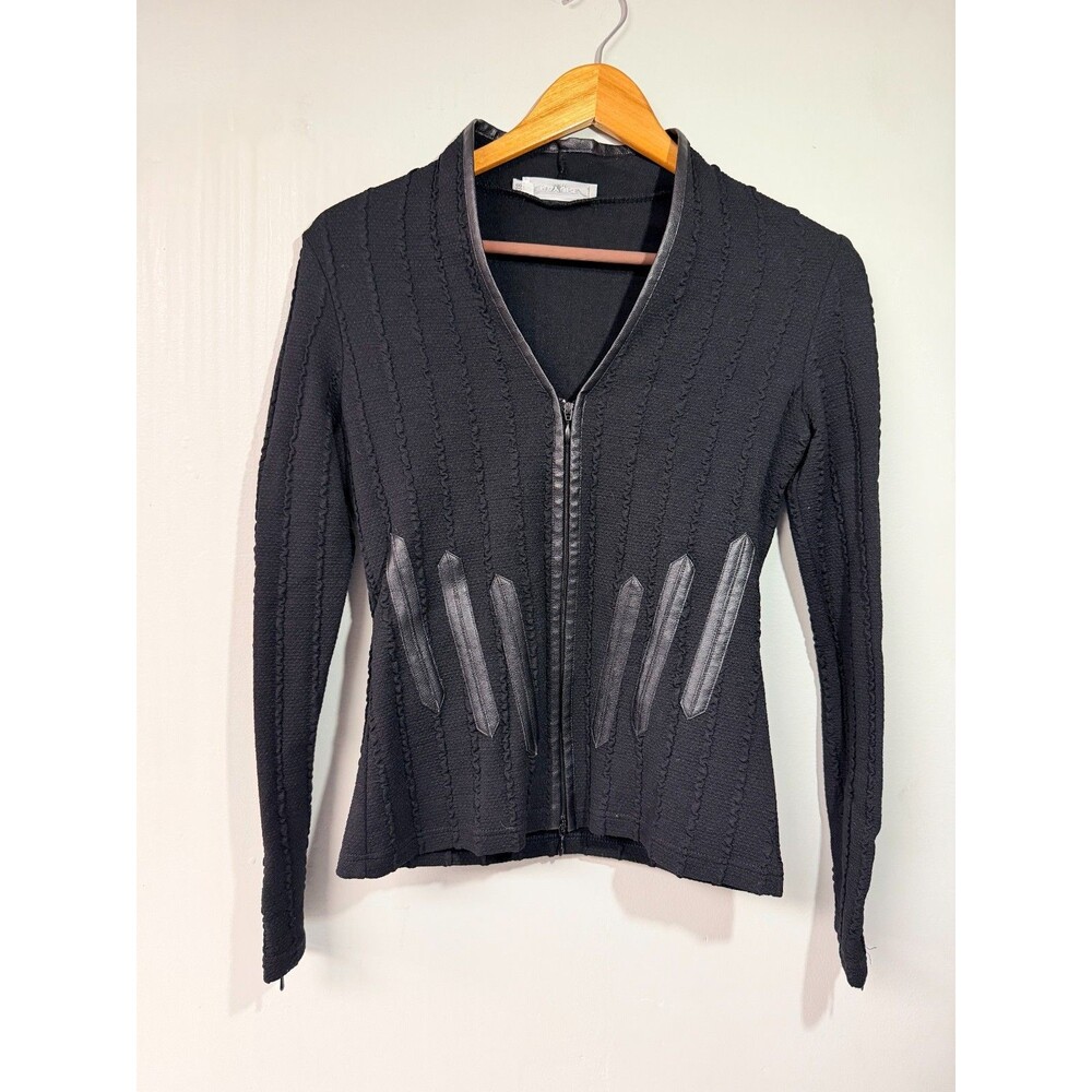 Rayure Paris Black Textured Zip Jacket Top Goth Y2K Women’s 38